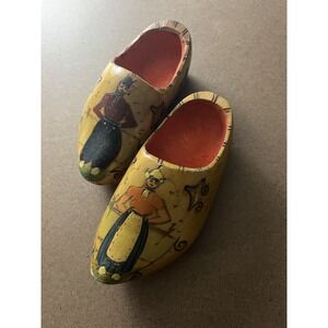 VTG‎ Dutch Wooden Shoes Clogs Hand Painted Holland Souvenir Man Woman Folk Art